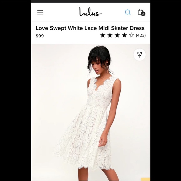 love swept white lace midi skater dress White Lace Midi Skater Dress With Pockets | Womens | Small | 100% Polyester